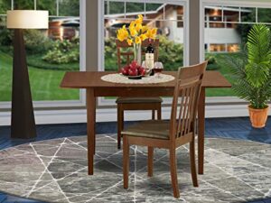 east west furniture noca3-mah-lc dining set, 3-piece, mahogany finish