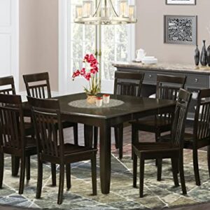 East West Furniture PFCA9-CAP-W 9 Pc Dining room set Table with Leaf and 8 Dinette Chairs, 9 Pieces