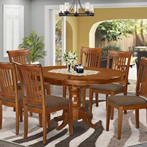 EAST WEST FURNITURE 7 PC Dining room set-Oval Dining Table with Leaf and 6 Dining Chairs