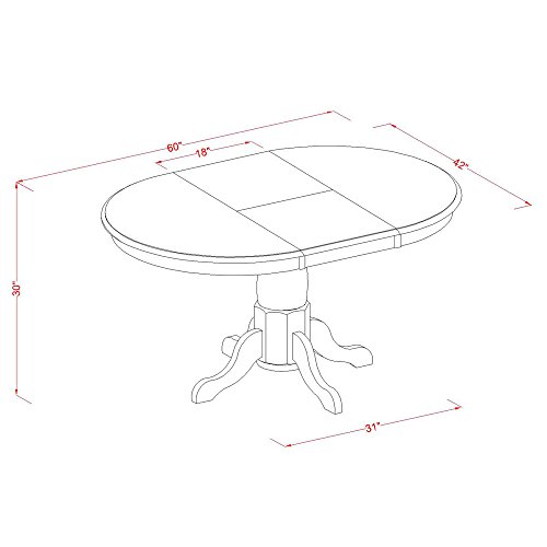 EAST WEST FURNITURE 7 PC Dining room set-Oval Dining Table with Leaf and 6 Dining Chairs