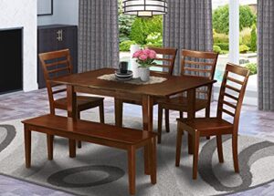 east west furniture psml6d-mah-w dining set, 6-piece