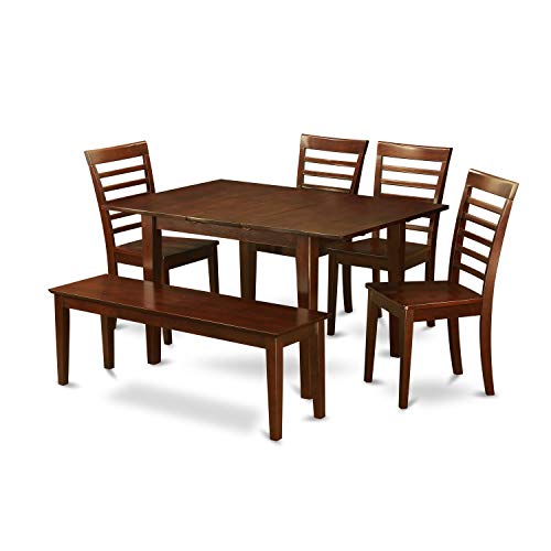 East West Furniture PSML6D-MAH-W Dining Set, 6-Piece