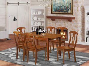 east west furniture psna7-sbr-w dining set, 7-piece