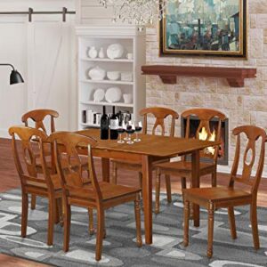 East West Furniture PSNA7-SBR-W Dining Set, 7-Piece