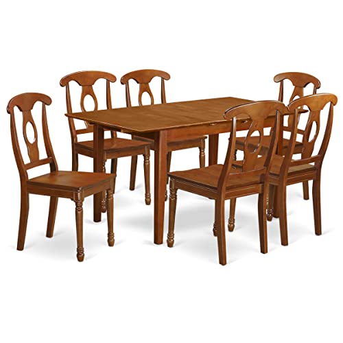 East West Furniture PSNA7-SBR-W Dining Set, 7-Piece