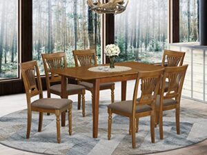 east west furniture pspl7-sbr-c dining table set, 7-piece