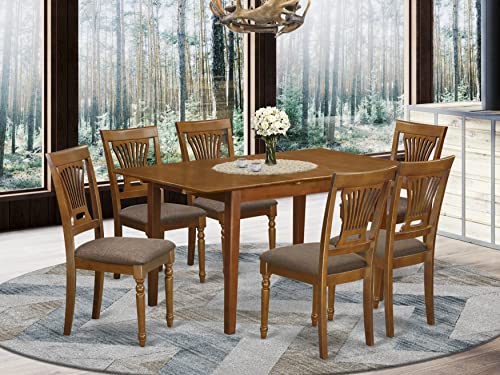 East West Furniture PSPL7-SBR-C Dining Table Set, 7-piece