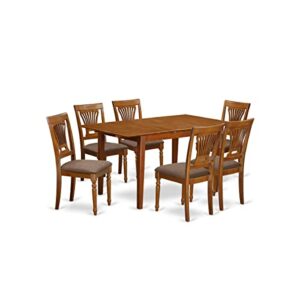 East West Furniture PSPL7-SBR-C Dining Table Set, 7-piece