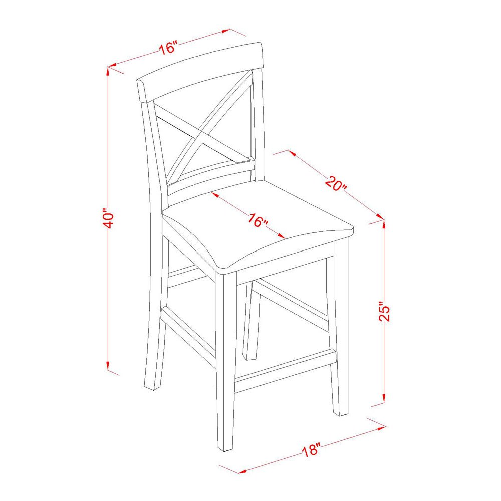 East West Furniture PUBS3-BRN-C Dining Set, Linen Fabric Seat