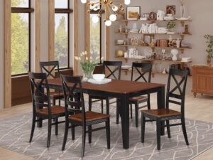 east west furniture quin7-blk-w dining room set, 7-piece