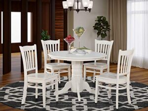 east west furniture 5 pc small kitchen table and chairs set-round table and 4 kitchen chairs