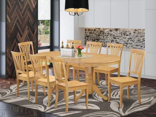 East West Furniture VAAV9-OAK-W Dining Set, 9-Piece