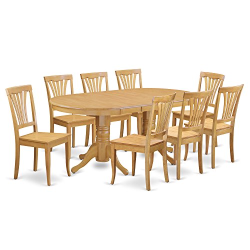 East West Furniture VAAV9-OAK-W Dining Set, 9-Piece