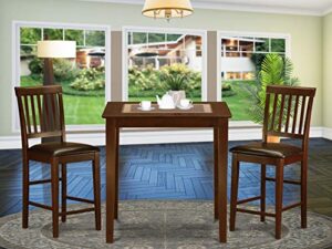 east west furniture vern3-mah-lc dining table set, 3-piece