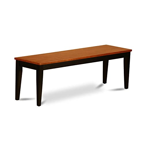 East West Furniture Nicoli Dining Table Bench with Wooden Seat, 54x15x17 Inch, Black & Cherry