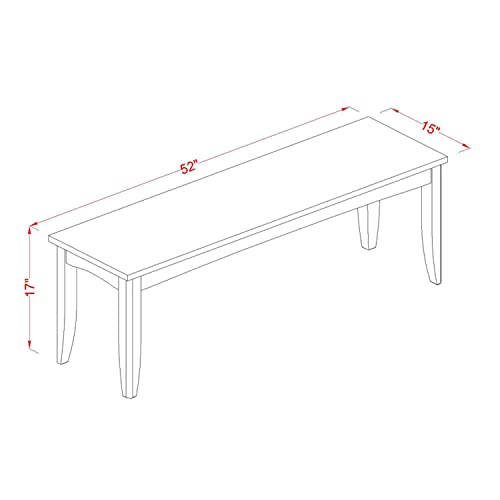 East West Furniture Parfait Dining Room Bench with Solid Wood Seat, 52x15x17 Inch, Black