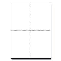 8-1/2 x 11 blank perforated paper, 24# paper perforated in 4 pcs, 4 per up page perforated paper - 500 sheets/ream, item #1689