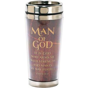 dicksons man of god woodgrain insulated 16 oz. stainless steel travel mug with lid