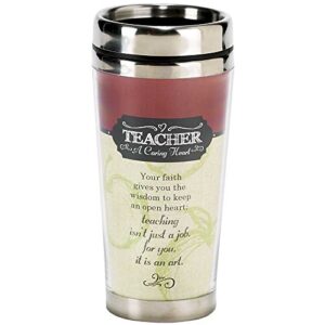 teacher a caring heart poem 16 oz. stainless steel insulated travel mug with lid