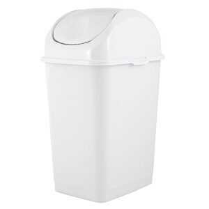 superio small 2.5 gallon plastic trash can with swing top lid, waste bin for under desk, office, bedroom, bathroom- 10 qt, (white)