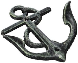 nautical sea anchors heavy duty wall hooks - set of 3 - antique weathered verdigris green finish