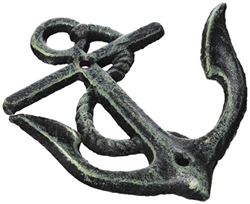 Nautical Sea Anchors Heavy Duty Wall Hooks - Set of 3 - Antique Weathered Verdigris Green Finish