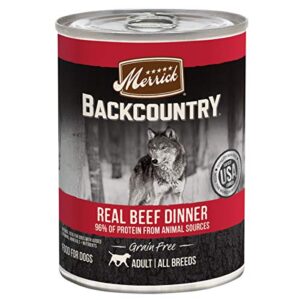 merrick backcountry grain free wet dog food real beef dinner - (12) 12.7 oz cans