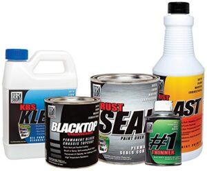 kbs coatings 5750201 satin black/gloss black all-in-one chassis paint kit, preps and coats entire car or truck frame complete kit