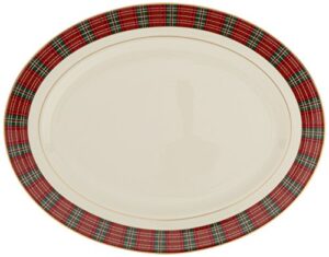 lenox winter greetings plaid oval platter