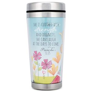 proverbs 31 woman blue sky sketch 16 oz. stainless steel insulated travel mug with lid