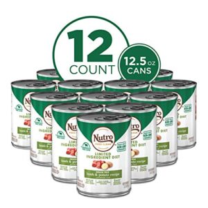 NUTRO Limited Ingredient Diet Adult Canned Soft Wet Dog Food Premium Loaf Lamb & Potato Recipe, (12) 12.5 oz. Cans