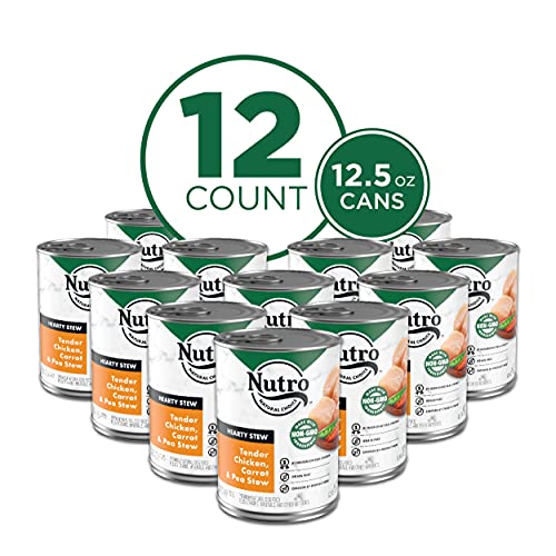 NUTRO HEARTY STEW Adult Natural Grain Free Wet Dog Food Cuts in Gravy Tender Chicken, Carrot & Pea Stew, 12.5 oz. Cans (Pack of 12)