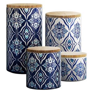 american atelier pirouette 4 piece canister set,17 x 4.25 x 8 inches, blue/white