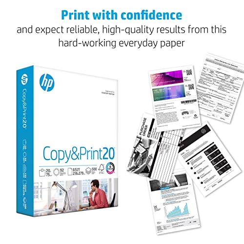 HP Printer Papers | 8.5 x 11 Paper | Copy &Print 20 lb| 6 Pack Case - 2,400 Sheets | 92 Bright | Made in USA - FSC Certified | 200010C