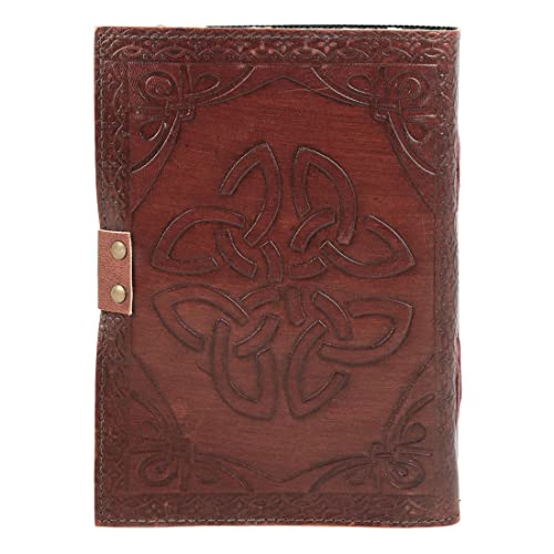 Leather Journal 8x6 inch Stone cover/Handmade Writing Notebook Diary/Bound Daily Notepad for Men & Women Medium, Sketch/Writing pad, Gift for Artists (7x5, Deckle Edge Paper Brown)