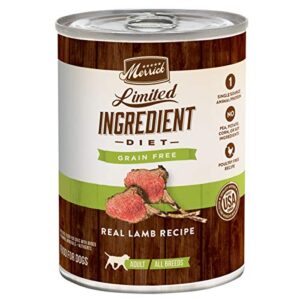 merrick limited ingredient diet grain free wet dog food real lamb recipe - 12.7 ounce (pack of 12)