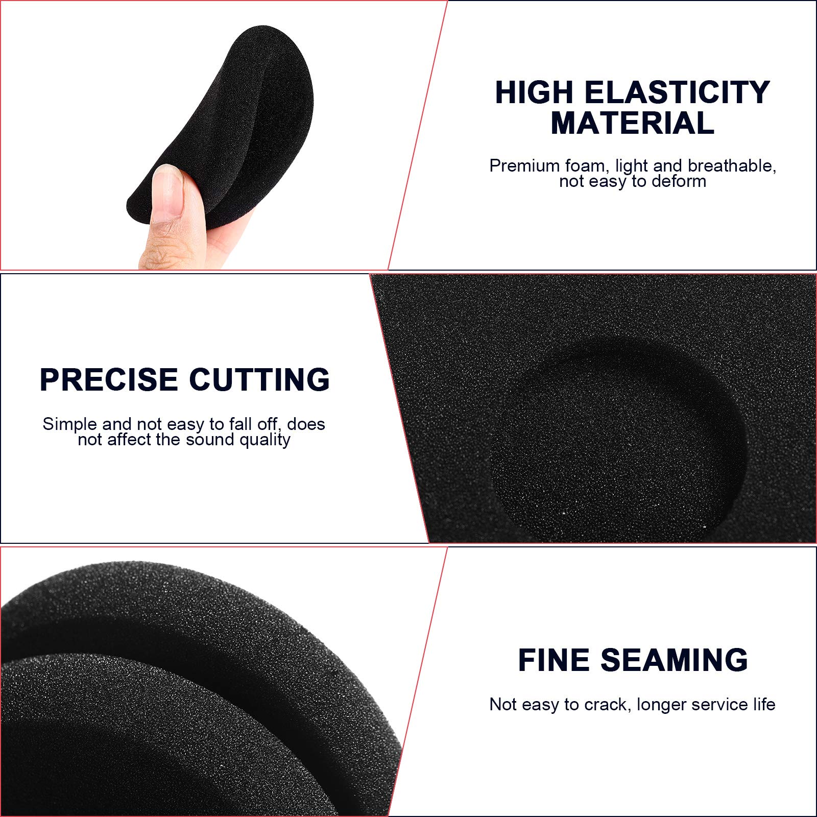 A Pair of Replacement Foam Earpads Ear Pads Ear Cushions for Logitech H800 Wireless Headphones Headset (Black)