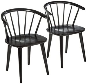 target marketing systems set of 2 florence dining chairs with low windsor spindle back, set of 2, black