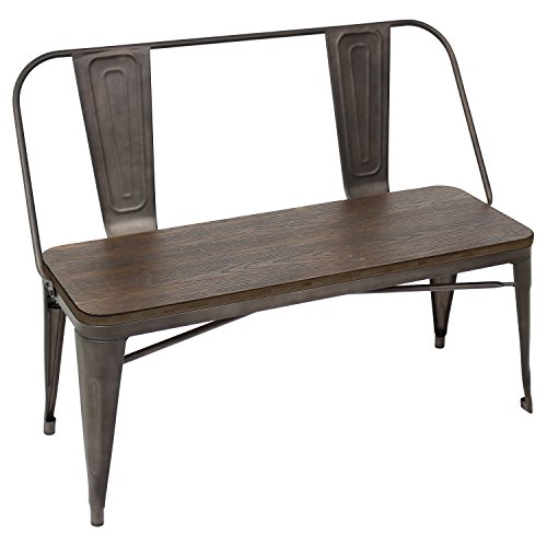 WOYBR Steel, Bamboo Oregon Dining Bench, 18.50" L x 41.50" W x 32.75" H, Antique/Espresso