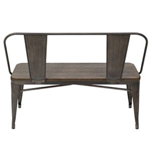 WOYBR Steel, Bamboo Oregon Dining Bench, 18.50" L x 41.50" W x 32.75" H, Antique/Espresso