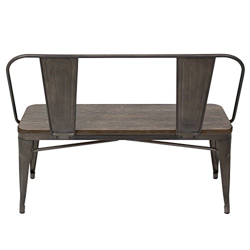 WOYBR Steel, Bamboo Oregon Dining Bench, 18.50" L x 41.50" W x 32.75" H, Antique/Espresso