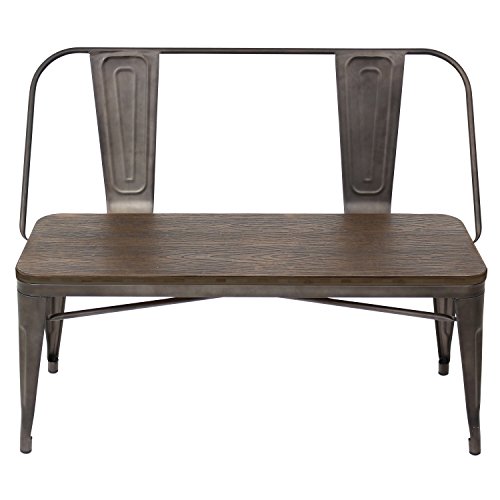 WOYBR Steel, Bamboo Oregon Dining Bench, 18.50" L x 41.50" W x 32.75" H, Antique/Espresso