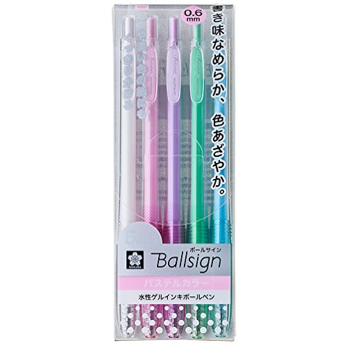 Sakura Knock Gel Ink Ballpoint Pen, Ball Sign Knock, 5 Pastel Color Assorted (GBR156-5B)