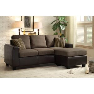 Homelegance Slater Two Tone Reversible Chaise Sofa, Brown