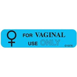 pharmex 1-72g permanent paper label, vaginal use only", 1 9/16" x 3/8", blue (500 per roll, 2 rolls per box)