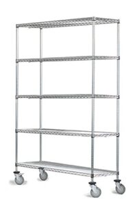 omega 24" deep x 42" wide x 80" high 5 tier chrome wire shelf truck with 1200 lb capacity