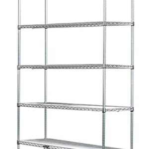 Omega 24" Deep x 42" Wide x 80" High 5 Tier Chrome Wire Shelf Truck with 1200 lb Capacity