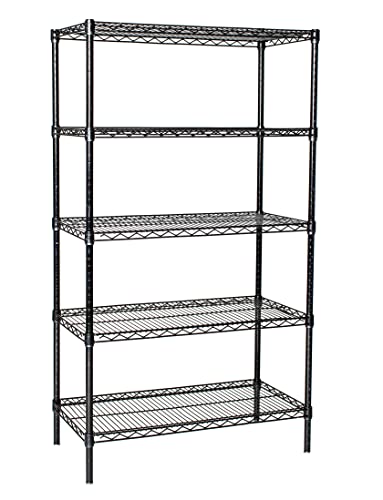 Omega 18" Deep x 36" Wide x 54" High 5 Tier Black Starter Shelving Unit