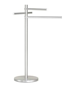 cortesi home emmi contemporary sliding 3 tier towel holder stand, brushed aluminum (ch-br798121)