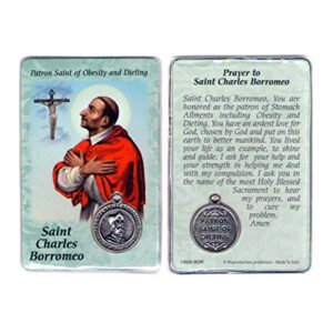 saint st st. charles borromeo prayer card holy card cards patronage patron obesity dieting with medal